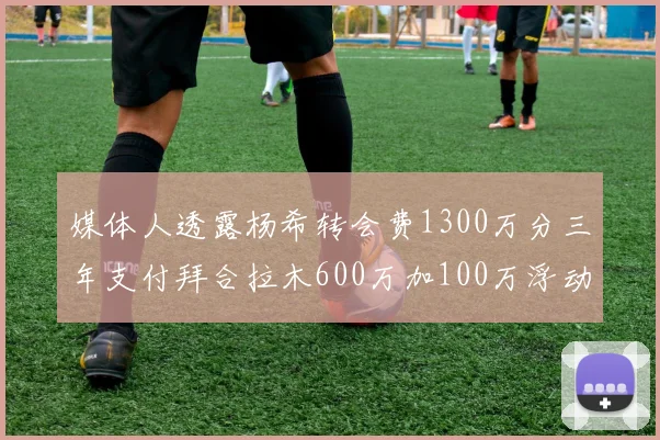 媒体人透露杨希转会费1300万分三年支付拜合拉木600万加100万浮动